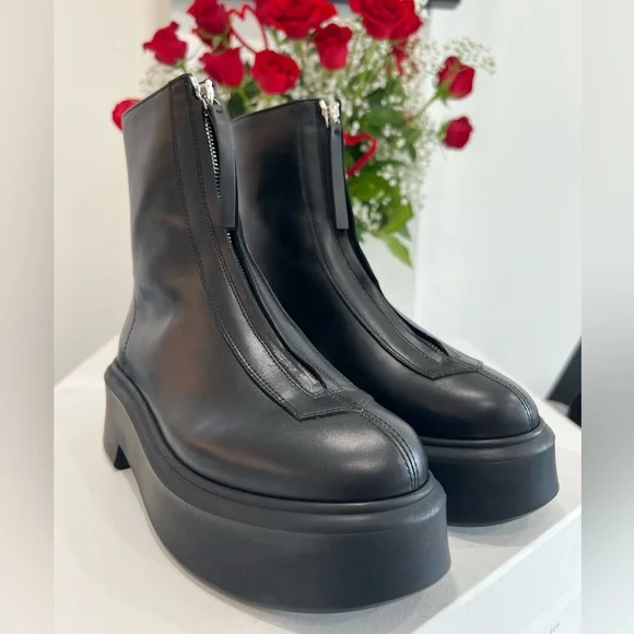 The Row Zippered Platform Leather Combat Boots - Picture 4 of 15